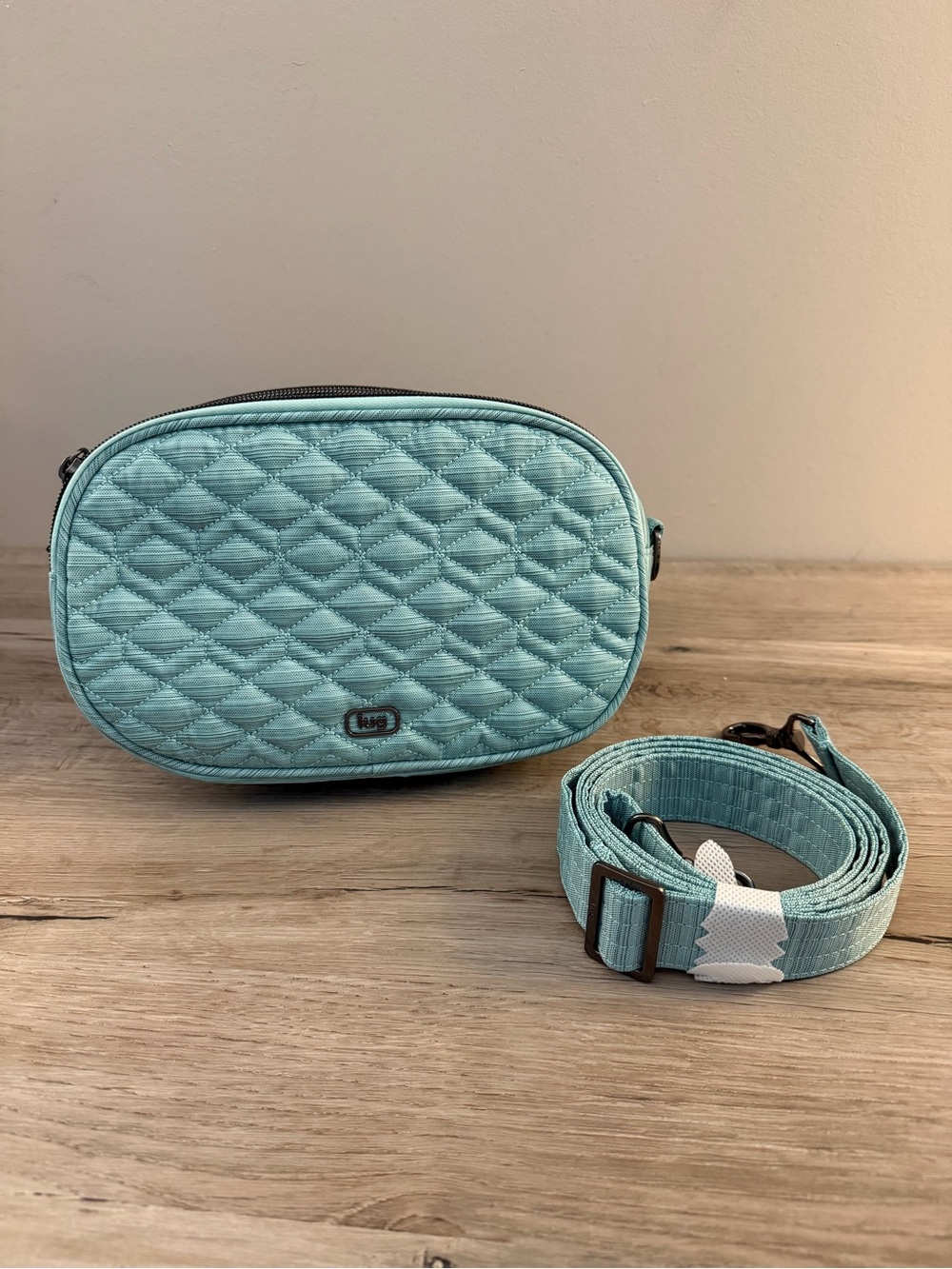 Lug Comet Brushed Aquamarine Crossbody Bag with Adjustable Strap